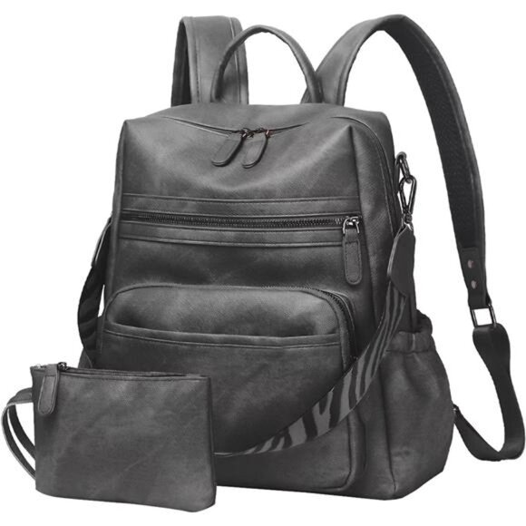 Handbags - Women Backpack Purse Bag PU Leather Grey